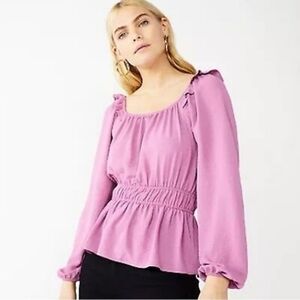 Nine West Women's Squareneck Peplum Top Blouse Size L